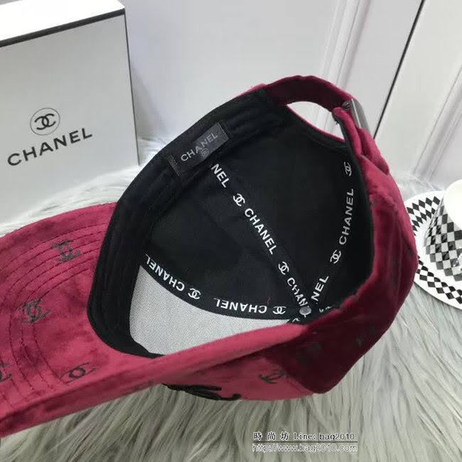 CHANEL香奈兒 2018最新流行版 高端情侶款絲絨棒球帽 LLWJ7899